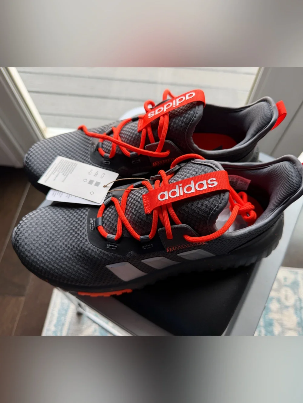 adidas Men's Gray Athletic Sneakers with Orange Accents